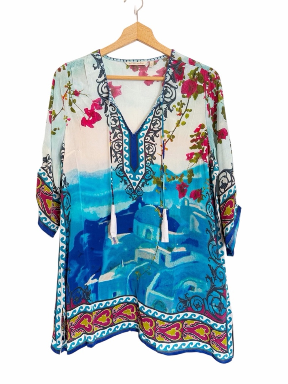 Soft Surroundings Aphrodite Santorini Landscape Tunic Top size PM